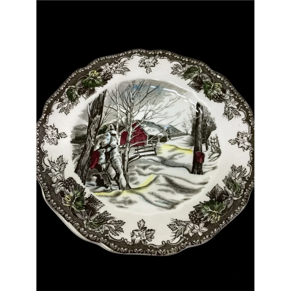 Vintage 4 Johnson Bros Plates Friendly Village Sugar Maples Bread & Butter 6